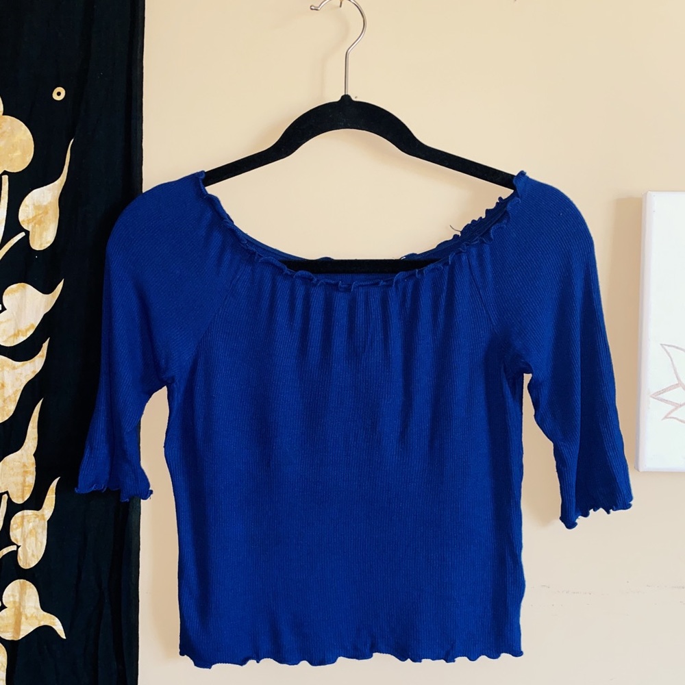Blue off shoulder top